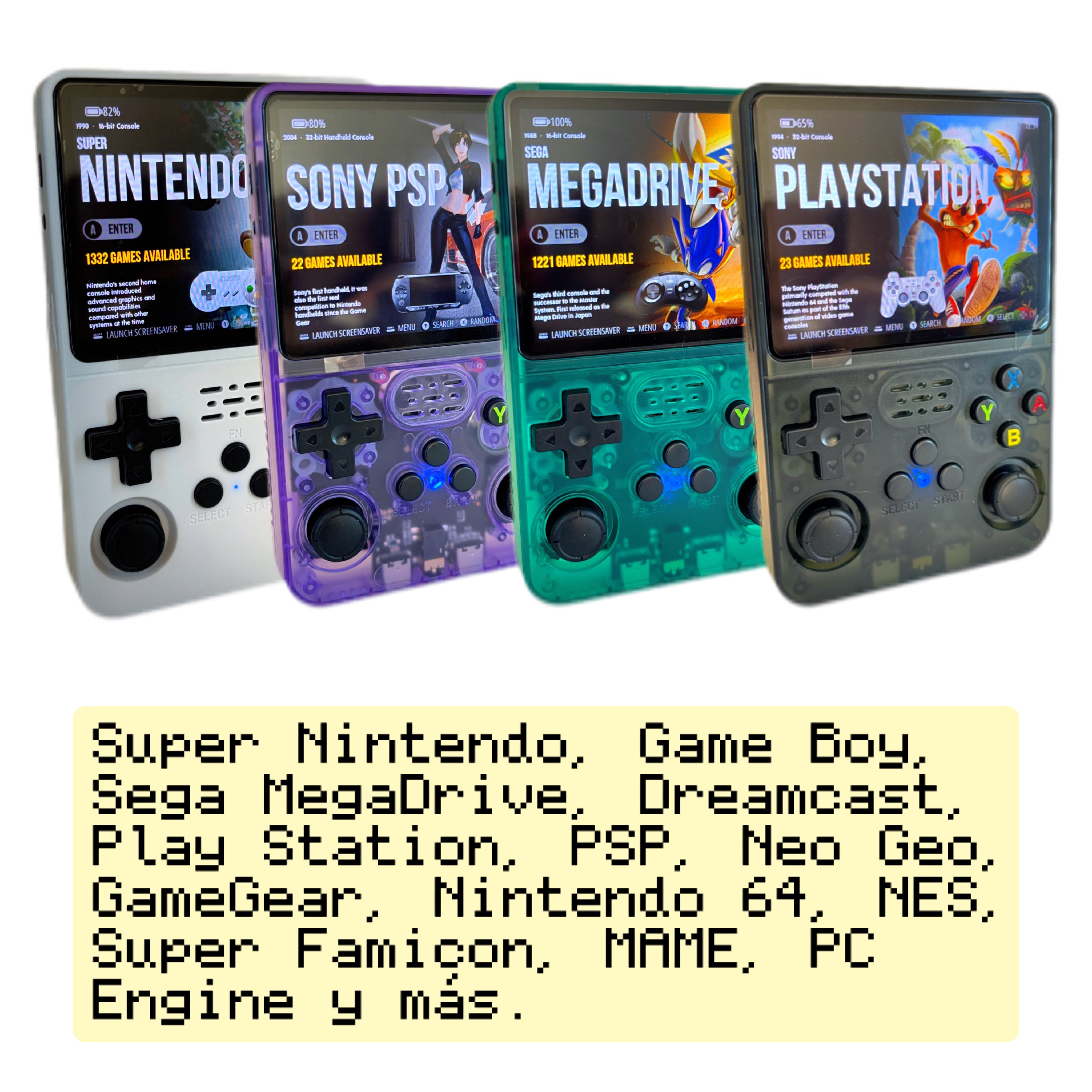 consola gaming retro colores disponibles